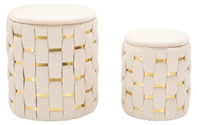 Image de Mauro Ferretti tabouret 2 pièces Shanty Ø 37x42 Ø 28x35 cm crème