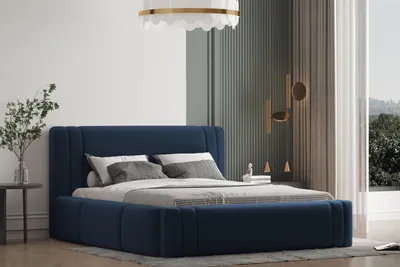 Produktbild von Polsterbett ROLI 140x200 mit Matratze, Bettkasten und Lattenrost. Farbe. Blau.