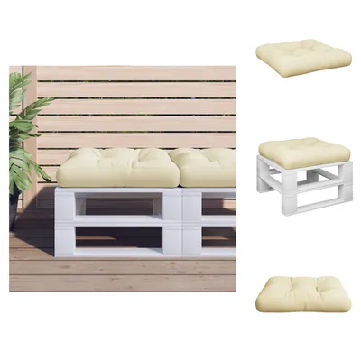 Image de vidaXL Coussin pour palette Crème 60 x 61,5 x 10 cm en tissu - Coussin d'assise