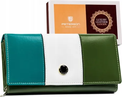 Image de Grand portefeuille en cuir pour femmes avec fermeture à bouton-pression - Peterson
