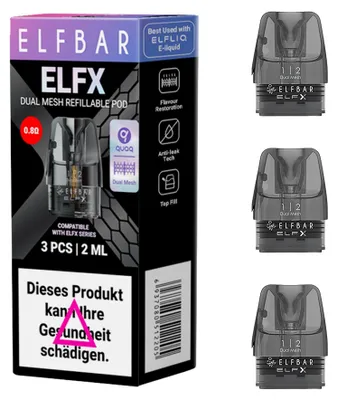 Produktbild von ELFBAR ELFX Leerpod 2ml (3er Pack) - 0.8 Ohm