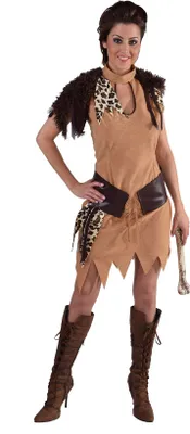 Produktbild von M216174-XXL braun Damen Neandertaler Kleid Steinzeit Kostüm Gr.XXL