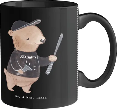 Produktbild von Mr. & Mrs. Panda Kaffeetasse Sicherheitsdienstmitarbeiter Herz - Schwarz - Geschenk, Dekotasse, Kaffeepott, Kaffeebecher, Tasse, Pott