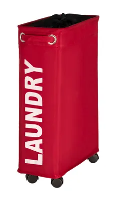 Produktbild von WENKO Wäsche Sammler Korb Sortierer 43 L CORNO rot Sack Bad WC Rollen Wagen