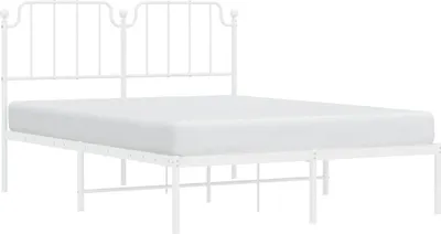 Produktbild von vidaXL Bettgestell mit Kopfteil Metall Weiß 150x200 cm