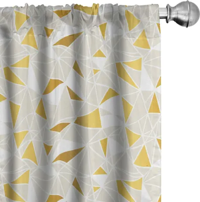 Produktbild von ABAKUHAUS polygonal Vorhänge, Gardinen, Rhythmische Simplistic Geometrische Triangles Abstrakt Illustration, 2 Stück 75 x 225 cm, Erde Gelb Eierschale