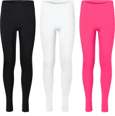 Produktbild von Merry Style 3er Pack Leggings Mädchen Lange Hose aus Viskose MS10-130 (Schwarz/Weiß/Rosa, 152)