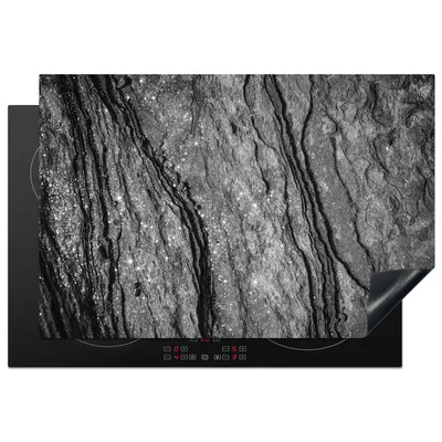 Produktbild von KitchenYeah© Herdabdeckplatte Granit - Stein - Schwarz - Weiß , 78x52cm, Küche Deko, Glaskeramikkochfeld Herdabdeckung, Abdeckplatte fùr Kochfeld