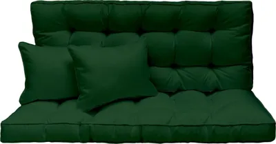 Productafbeelding van Hollywoodschommel, afmetingen 150x50 cm, 3-zits, dik gestoffeerd, groen, tuinbank, geschikt voor balkon, inclusief kussen set [133]