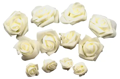 Produktbild von 12 Deko Rosen / Rosenblüten 3-6cm, creme