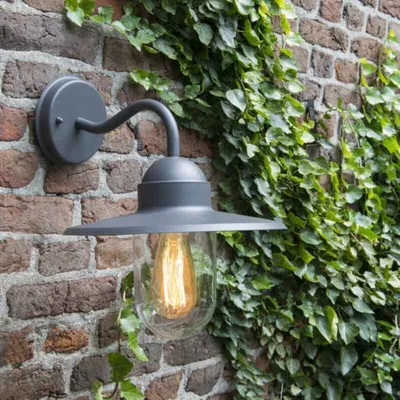 Produktbild von QAZQA - Landhaus I Vintage Außen Wandleuchte anthrazit IP44 - Kansas Graphit I Außenbeleuchtung - Aluminium Rund - LED geeignet E27