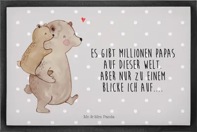 Produktbild von Mr. & Mrs. Panda Schmutzfangteppich Papa Bär 40 x 60 cm - Grau Pastell - Geschenk, Türvorleger, Vatertag, Gummimatte, fußmatte, Fussmatte, Schmutzmatte, Geburtstag