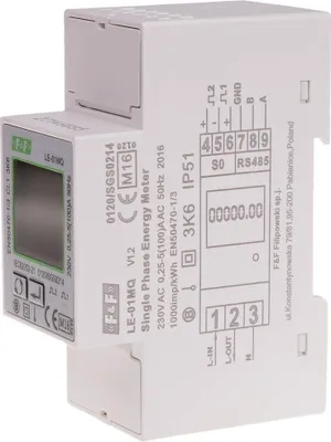 Zdjęcie produktu dla Jednofazowy licznik energii czynnej i biernej, Modbus RTU, 100(5)A, MID LE-01MQ