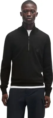 Produktbild von Boss Orange schwarzer Half-Zip-Pullover Baumwolle Kaschmir