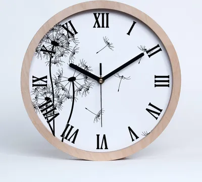 Produktbild von Holzuhr 30fi cm wanduhr - schwarze Spitzen - Löwenzahn