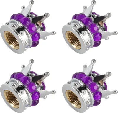 Obrázok produktu pre 4 kusy Krytky ventilov pneumatík Crown Diamond Style Universal pre osobné automobily Nákladné automobily Bicykle Purple