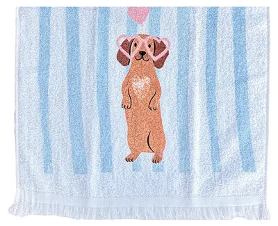 Produktbild von Clayre & Eef Gästehandtuch 40x66 cm Weiß Baumwolle Hund