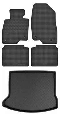 Produktbild von Gummimatten + Kofferraumwanne für Mazda 3 III (BM) 2013-2018 (Schrägheck) – Schwarz, passgenau – Wielganizator