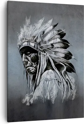 Produktbild von Bild auf Leinwand - Leinwandbild - Einteilig - Inder Feder Mann - 50x70cm - Wand Bild - Wanddeko - Wandbilder - Leinwanddruck - Kunstdruck - Wanddekoration - Leinwand bilder - Wandbild - PA50x70-4914
