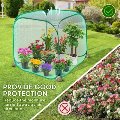 Zdjęcie produktu dla Osłona siatkowa na rośliny 90x90x97 cm, 2-częściowa, składana, ochrona przed owadami do ogrodu, zielona