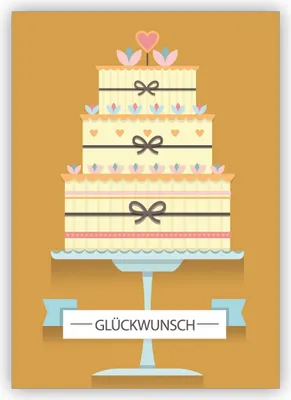 Produktbild von Elegante Hochzeitskarte mit traumhafter Hochzeitstorte als Glückwunsch-, Geschenkkarte zur Hochzeit: Glückwunsch