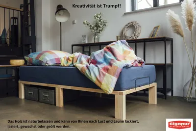 Produktbild von Gigapur G56, Holzbett Kiefer massiv, 90 x 200 cm, , inkl. Lattenrost und Matratzenbügeln, naturbelassen (11326)