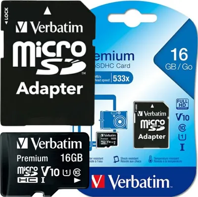 Zdjęcie produktu dla Verbatim Premium, 16 GB, MicroSDHC, Klasa 10, 80 MB/s, 10 MB/s, Czarny