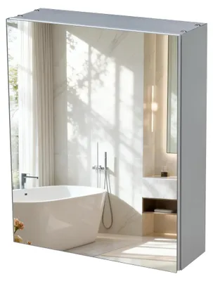 Badschrank mit Spiegel, Aluminiumrahmen, 40x50x14 cm