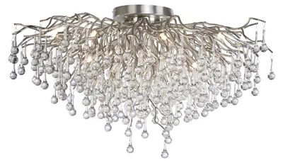 Image de PAUL NEUHAUS Plafonnier en cristal ICICLE, acier, 14xG9