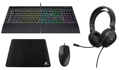 Produktbild von Corsair HS35 V2 Stereo + K55 PRO + M55-WIRED + MM250 XL Tastatur, Maus, Mauspad und Headset-Bundle