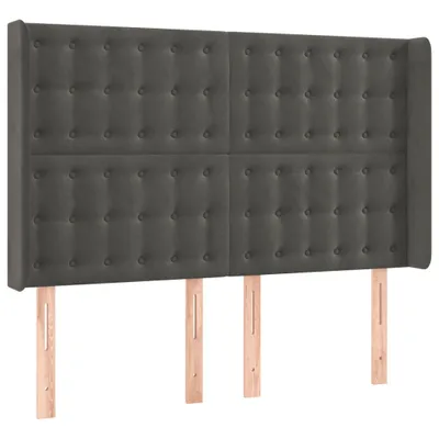 Produktbild von vidaXL Kopfteil mit Ohren Dunkelgrau 147x16x118/128 cm Samt