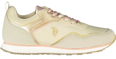Image de Chaussures de sport élégantes pour femme, de couleur beige, avec des détails contrastés
