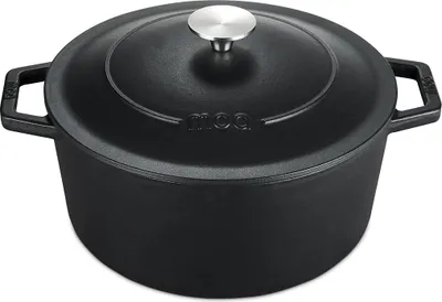 Produktbild von MOA Gusseisen Bräter - 5,7L Schmortopf - Für Alle Wärmequellen inkl. Induktion - Mit Deckel - Ø 26cm - Antihaftbeschichtung - Schwarz