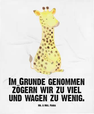 Produktbild von Mr. & Mrs. Panda Erstlingsdecke Giraffe Zufrieden - Weiß - Geschenk, Afrika, Glück, Schlummerdecke, Babydecke, Kinderwagendecke, Schmusedecke, Plaid, Abenteuer