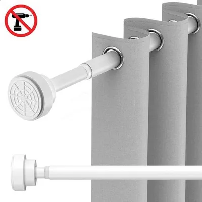 Immagine prodotto di Unyqoos® – Asta per tende autoportante, regolabile da 125 a 220 cm, asta telescopica per doccia e tende, acciaio bianco, senza foratura, capacità di carico 15 kg