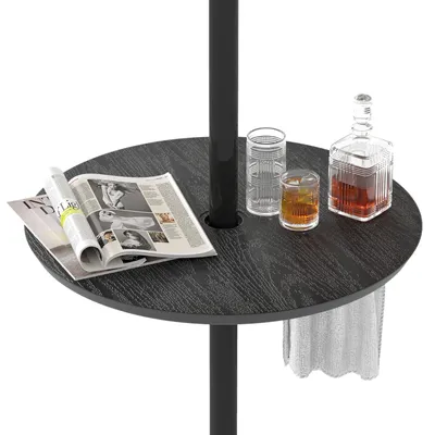 Produktbild von COSTWAY Ø50cm verstellbarer Schirmtisch, runde Tischplatte mit 38mm Schirmloch & Holzmaserung