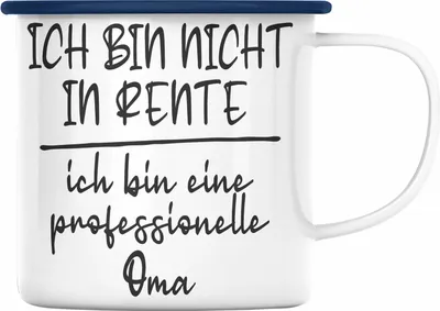 Produktbild von Trendation - Professioneller Oma Geschenk Rente Geschenkidee Emaille Tasse Grossvater (Blau)