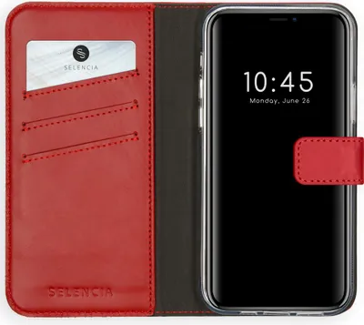 Immagine prodotto di Custodia a libro in vera pelle Selencia per iPhone 12 Pro Max - Rosso