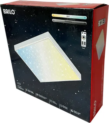 Productafbeelding van LED-paneel, dimbaar, CCT (kleurtemperatuur instelbaar), 15W, 1600 lm, 3000-6500 K, afmetingen (hoogte x breedte x diepte): 61x295x295 mm, frameless, wit, met sterrenhemelprojectie en afstandsbediening
