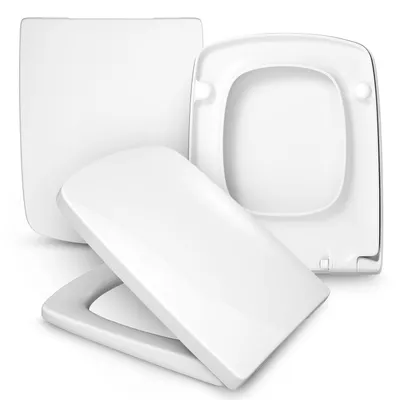 Produktbild von WC-Sitz für VITRA METROPOLE, quadratische, Softclose-Funktion, Absenkautomatik, Edelstahlscharniere, Weiß, Duroplast, Ersatz