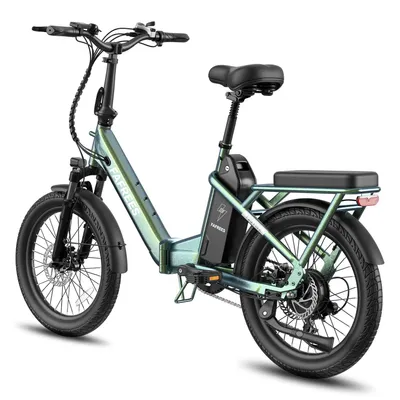 Produktbild von 25AH 20 Zoll City E-Bike Klapprad Pedelec Tiefeinsteiger E-Bike Doppelfederung 7-Gang StVZO konform für Stadt Pendeln Aluminiumlegierung Grün