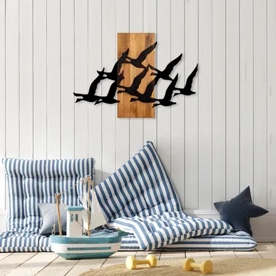 Produktbild von Wallity, Migrant Birds - 375, Wanddeko, Nussbaum, Metall, 58 x 84 cm