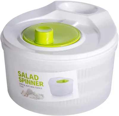 Salatschleuder mit Kurbel, Ø 20 cm, 3 l, transparent/grün-weiß