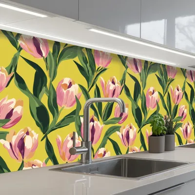 Productafbeelding van Zelfklevende Keukenachterwand met Tulpenpatroon