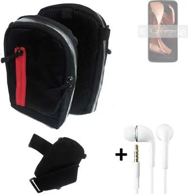 Produktbild von K-S-Trade Outdoor Gürteltasche Holster Umhängetasche + Kopfhörer kompatibel mit Motorola Razr 2022 schwarz Handy Tasche Case travelbag Schutzhülle