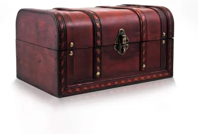 Image de Omgoods - Coffre en bois avec serrure et clé, 28 x 19 x 15 cm