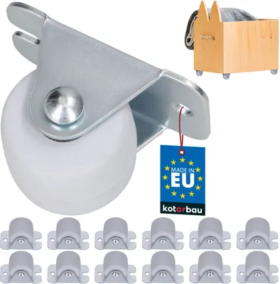 Produktbild von KOTARBAU® 12er Set Transportrollen 33 mm Gummi Univer. Stahlrahmen Möbelrollen Alle Böden Lenkrollen Kisten Fix Schieberollen Werkzeugrollen Bockrollen