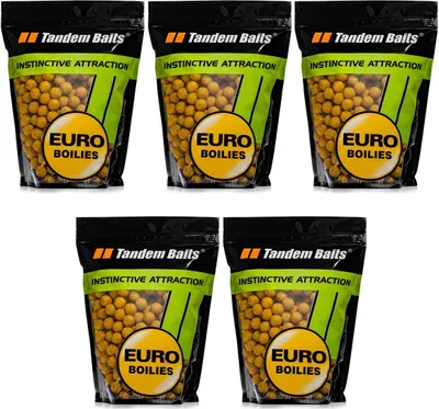 Produktbild von Tandem Baits 5-er Set Euro Boilies Mais, Karpfen Angeln ohne Mühe, Köder zum Große-Fische-Angeln, Karpfenzubehör für Profis & Hobby-Angler 18 mm 1 kg