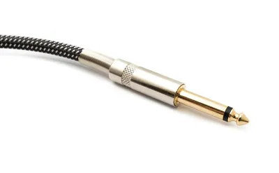 Produktbild von SYSTEM-S Audio Kabel 100 cm 6.35 mm Klinke Stecker zu Stecker Nylon geflochten Knickschutz AUX Adapter