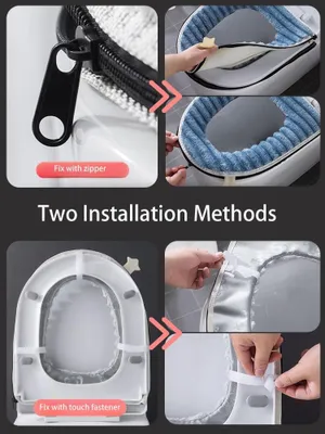Produktbild von Toilettensitzbezug Set von 2, Dick und Weich, Waschbar mit Reißverschluss, Warm und Bequem